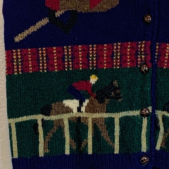 Equestrian Horse Polo Jockey Robert Scott Wool Knit Button Up Sweater Vest Sz L - Picture 6 of 10